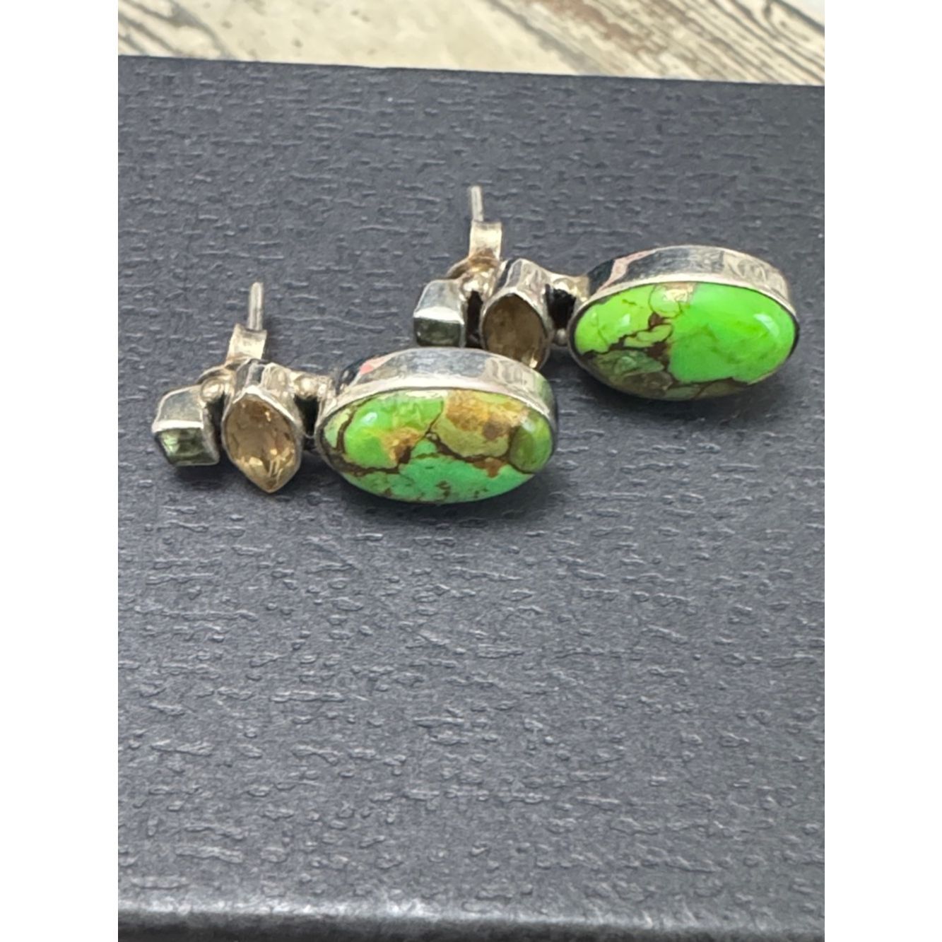 Green Turquoise Sterling Drop Earrings